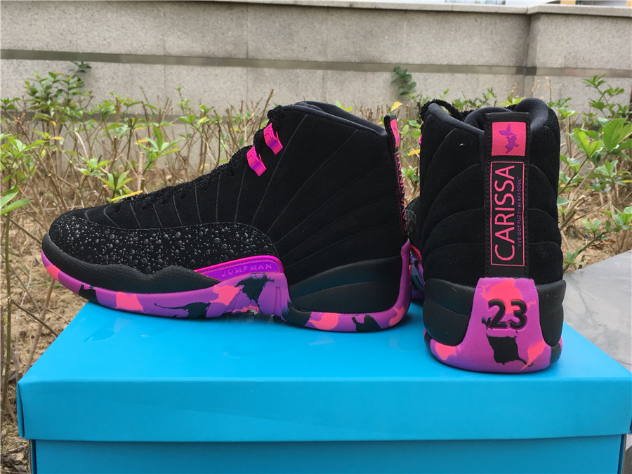 2017 New Jordan 12 Doernbecher Black Pink Shoes - Click Image to Close